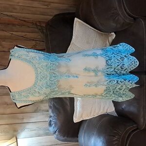 Pretty Angel Blue Embroidered Lace Gatsby Dress Size M